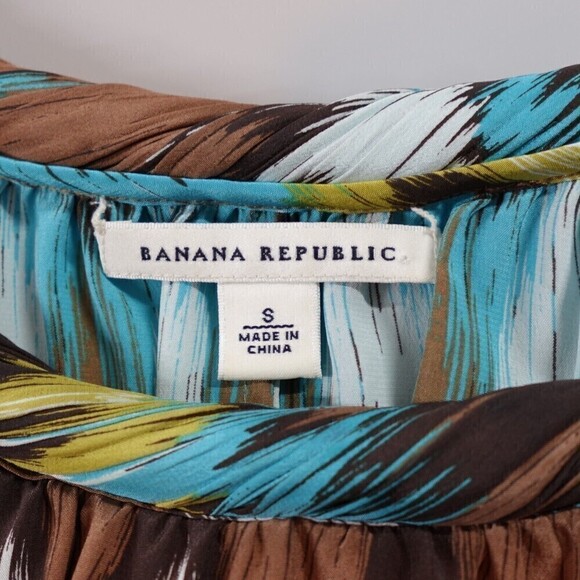 Banana Republic Silk Dress Womens Small Grace Ikat Print Brown Sleeveless Tunic - Picture 13 of 16